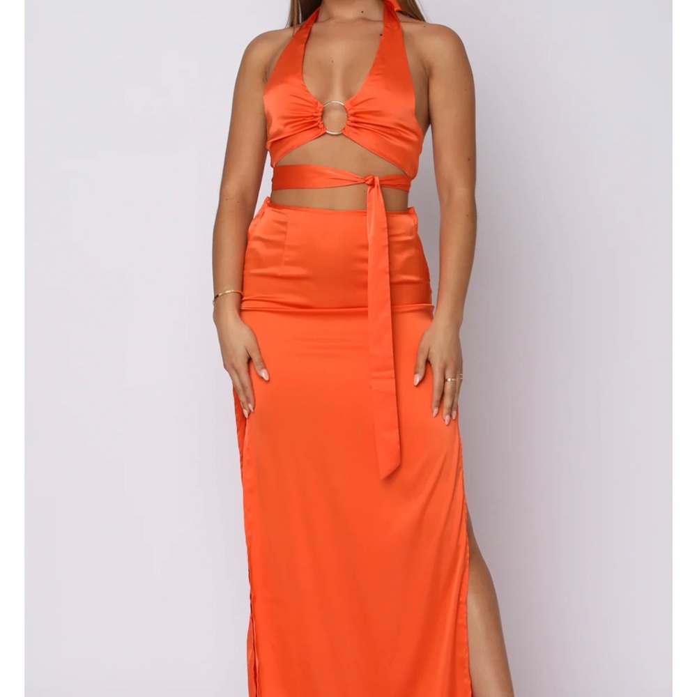 WHITE FOX good feeling maxi skirt WHITE FOX Got game crop top SET orange M NEW - Picture 14 of 16